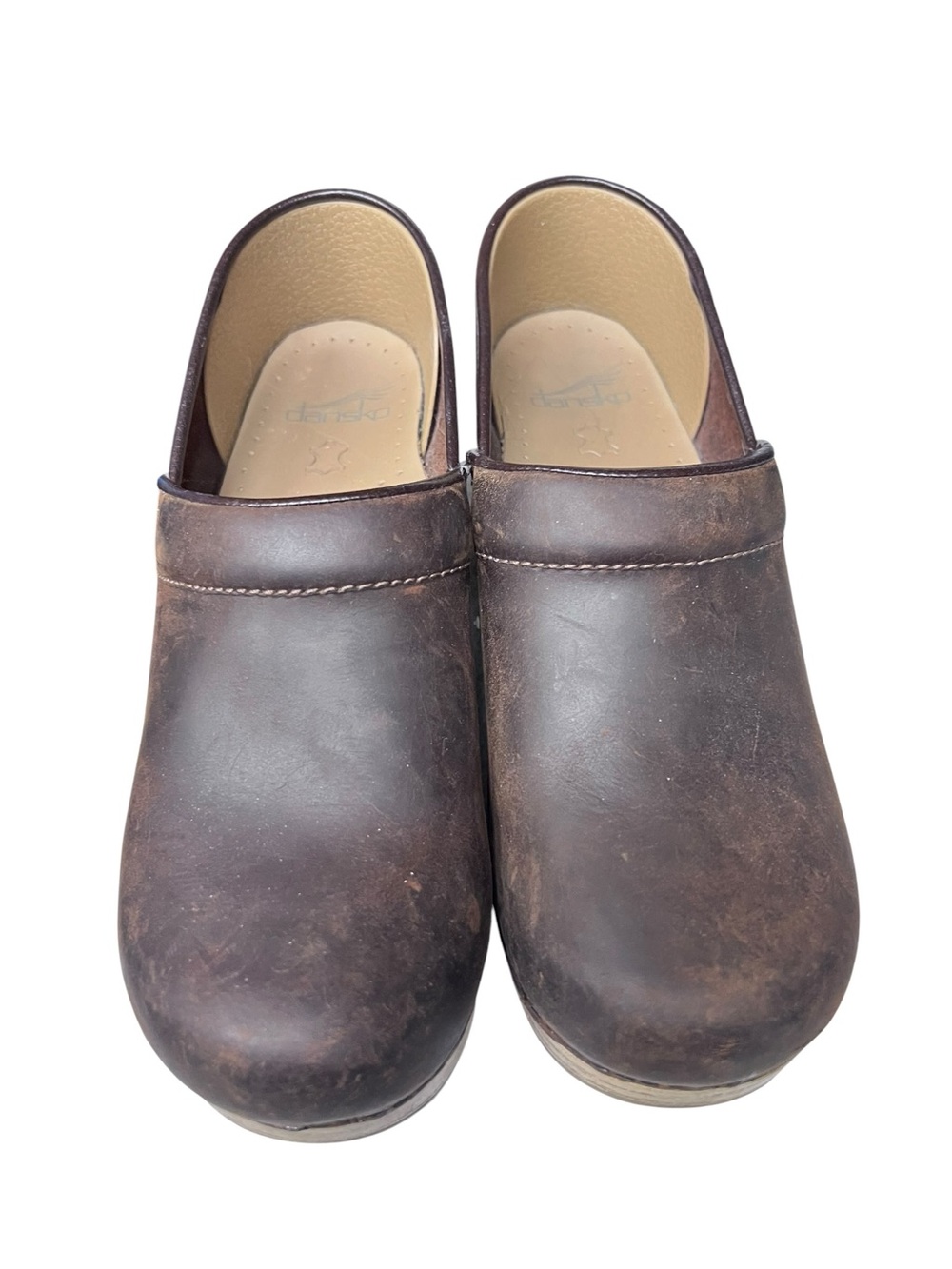 Dansko Professional Clogs Womens 38 Brown Oiled Leather Slip On Comfort Shoes - Picture 3 of 7
